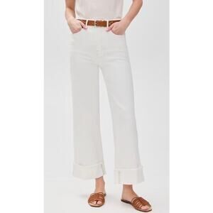 Good American Good Skate Crop High Rise Loose Leg White Denim 10/30